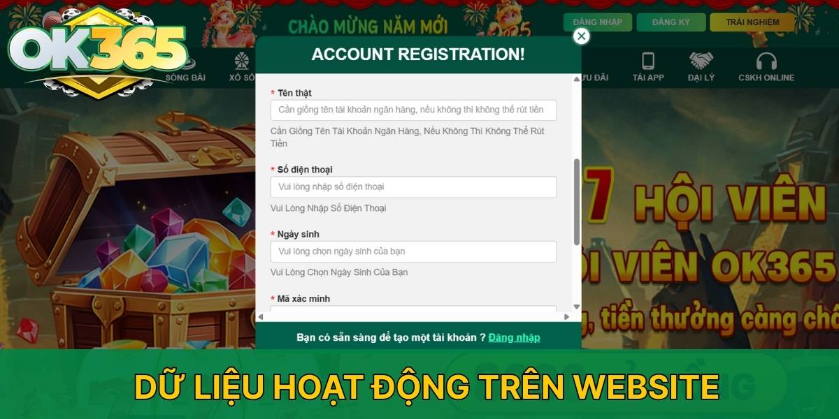 Dữ liệu hoạt động trên website
